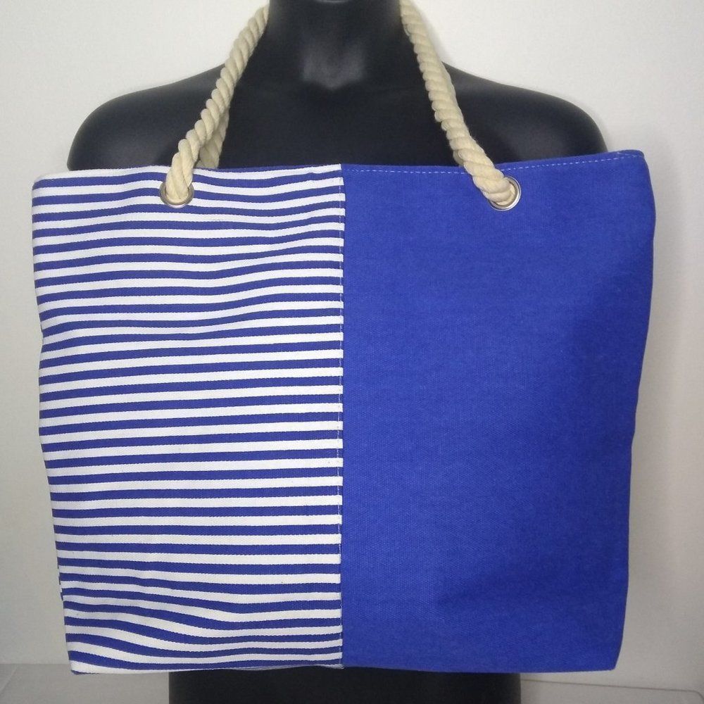 Large Tote Beach Pool Spring Summer Zippered Bag - Picture 1 of 6